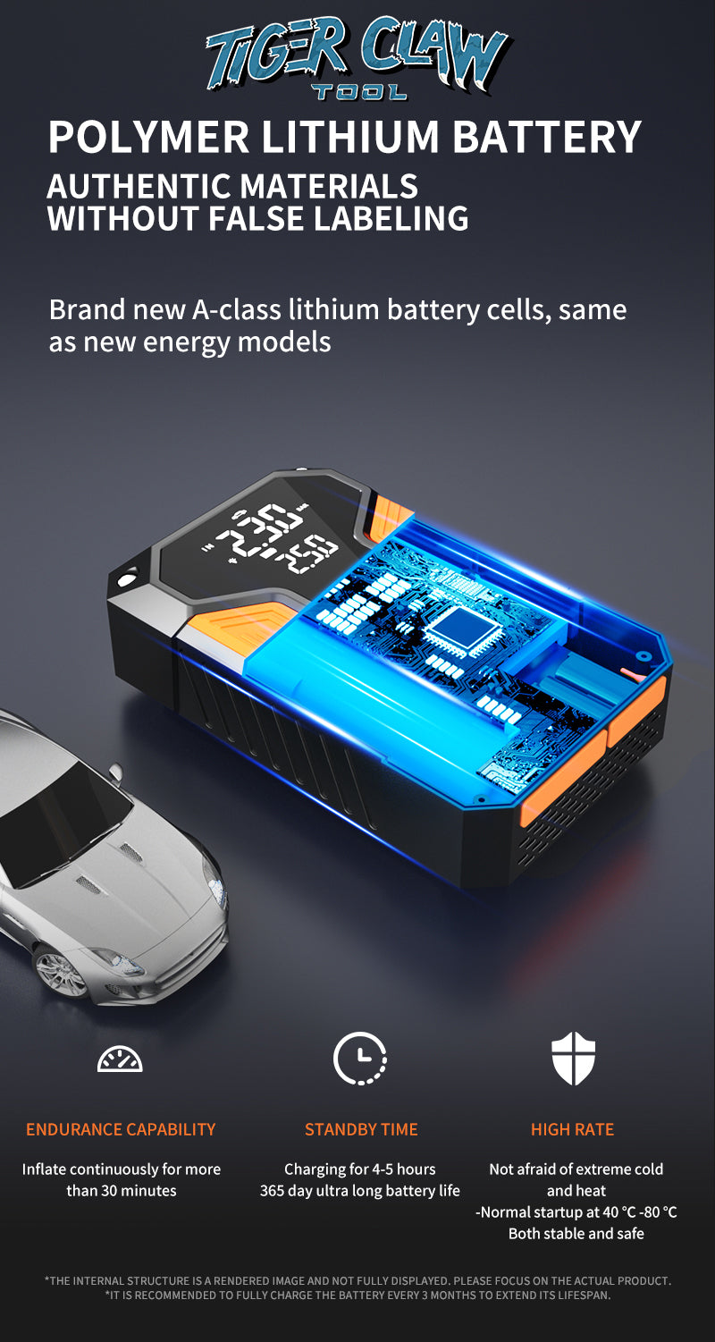 ⭐Tiger Claw Tool⭐ Japanese Technology 4-in-1 Multifunctional Car Emergency Starter, Tire Inflator, 3C Charging, LED Lighting, Mobile Emergency Power Supply
