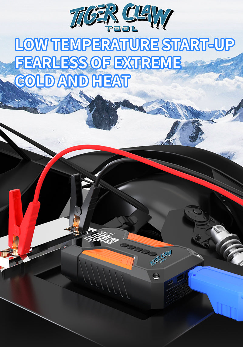 ⭐Tiger Claw Tool⭐ Japanese Technology 4-in-1 Multifunctional Car Emergency Starter, Tire Inflator, 3C Charging, LED Lighting, Mobile Emergency Power Supply