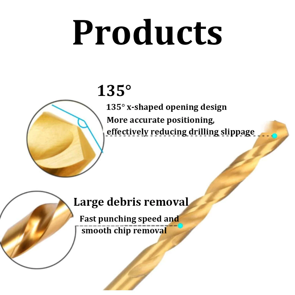 13-piece titanium-coated high-speed steel twist drill set, metal electric drill, available 1.5mm-6.5mm